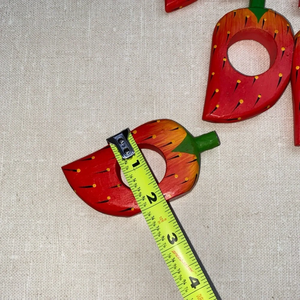 Vintage Wooden‎ Strawberry Napkin Rings Set (10)
